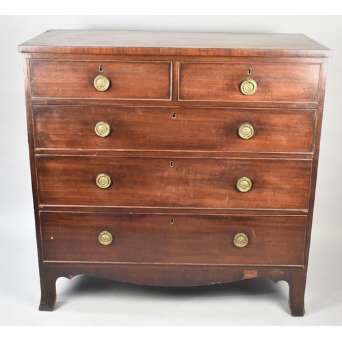 454 - A 19th Century Mahogany Chest of Three Long and Two Short Drawers, 107x51x106cms High (Various Condi... 