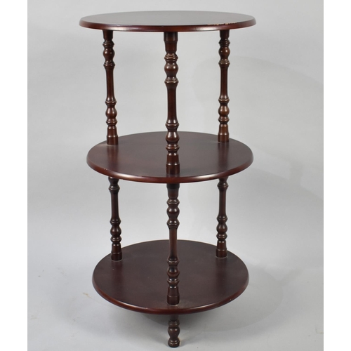 455 - A Modern Mahogany Three Tier Circular Stand, 40cms Diameter