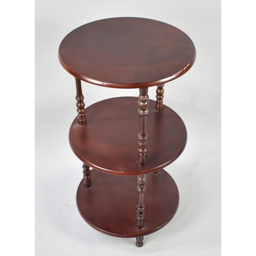 455 - A Modern Mahogany Three Tier Circular Stand, 40cms Diameter