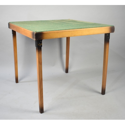 458 - A Baize Top Whist Table with Folding Legs, Top Requires Refixing, 76cms Square