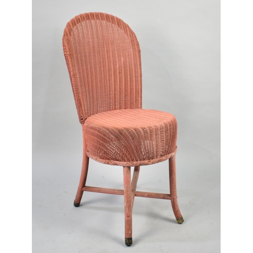 461 - A Circular Seated Pink Lloyd Loom Bedroom Chair