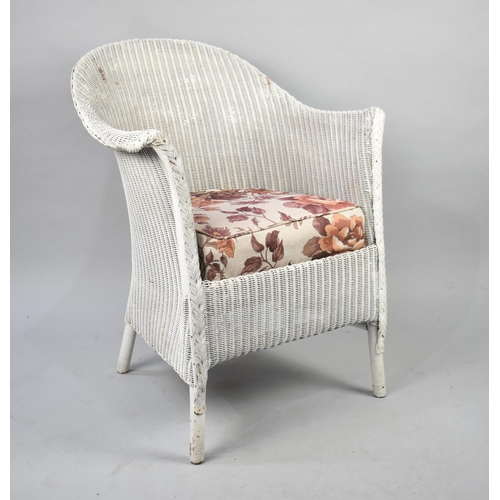 462 - A White Painted Lloyd Loom Tub Armchair