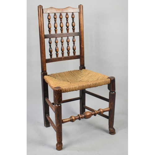 464 - A Spindle Back Side Chair with Rush Seat