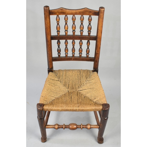 464 - A Spindle Back Side Chair with Rush Seat