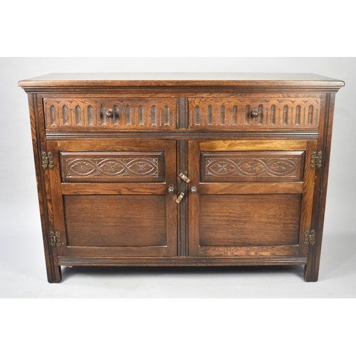 467 - A Mid 20th Century Oak Sideboard with Two Drawers, 122cms Wide