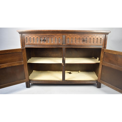 467 - A Mid 20th Century Oak Sideboard with Two Drawers, 122cms Wide