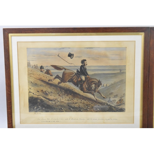 480 - A Set of Four Oak Framed Hunting Lithograph Prints by John Leech, Each 60x50cms