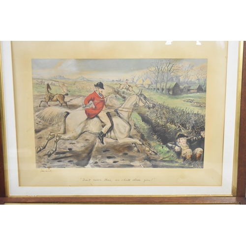 480 - A Set of Four Oak Framed Hunting Lithograph Prints by John Leech, Each 60x50cms