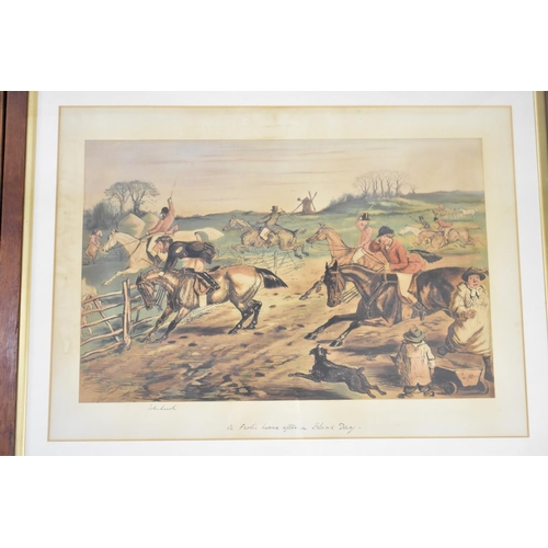 480 - A Set of Four Oak Framed Hunting Lithograph Prints by John Leech, Each 60x50cms