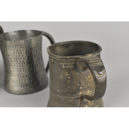 57 - A Collection of Four Pewter tankards to include James Yates, 19th and 20th Century Examples