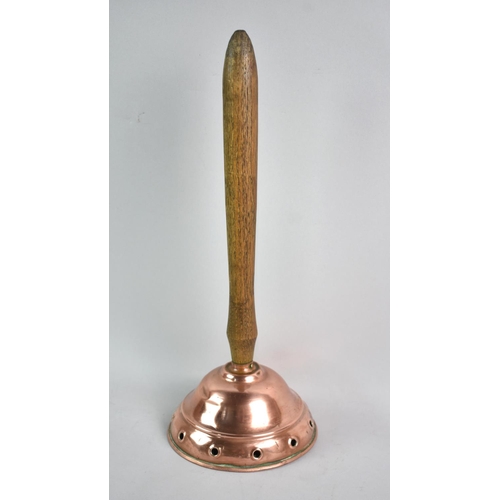 73 - A Late 19th Century Copper Posser with Wooden Handle, 40cms High