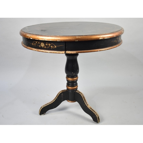 78 - An Edwardian Chinoiserie Circular Tripod Table with Gilt Decoration, 66cms Diameter