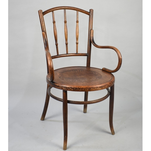 81 - An Edwardian Circular Seated Bentwood Spindle Back Armchair