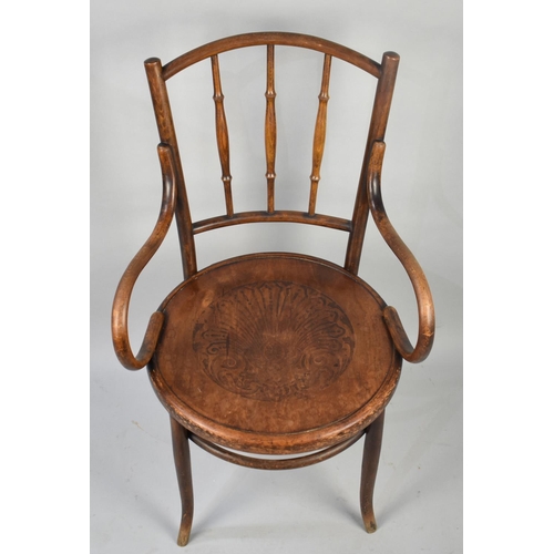 81 - An Edwardian Circular Seated Bentwood Spindle Back Armchair