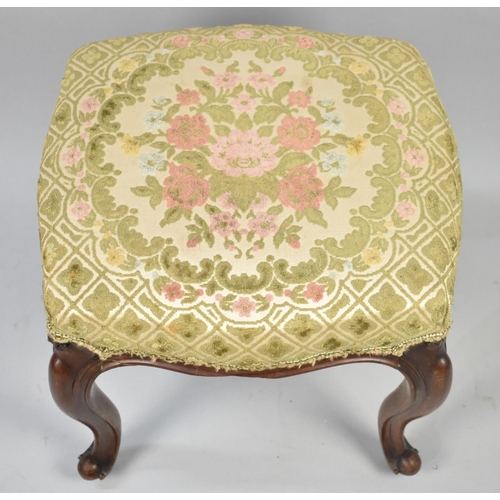 86 - A Mahogany Framed Tapestry Upholstered Dressing Table Stool with Cabriole Supports, 47cms Wide