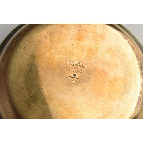 14 - A Danish Ildfast Bronze Dish with Central Deer Motif, 14cms Diameter