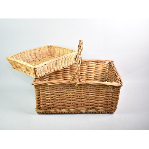 187 - A Wicker Basket together with a Wicker Tray, Basket 57cms Wide