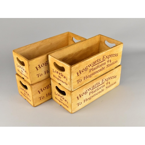 192 - Four Small Boxes with Stencilled Decoration for Hogwarts Express, 27.5cms Wide