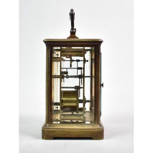 28 - A Late 19th/Early 20th Century Brass Cased Carriage Timepiece Having Plain White Enamel Face with Bl... 