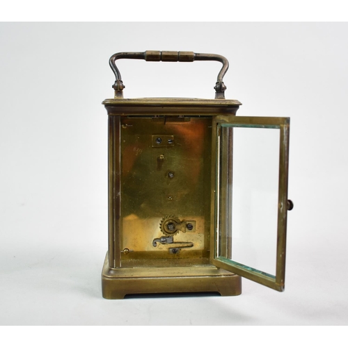 28 - A Late 19th/Early 20th Century Brass Cased Carriage Timepiece Having Plain White Enamel Face with Bl... 