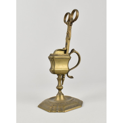 31 - A Pair of Georgian Style Brass Candle Snuffers Complete with Vertical Stand having Vase Shaped Stem ... 