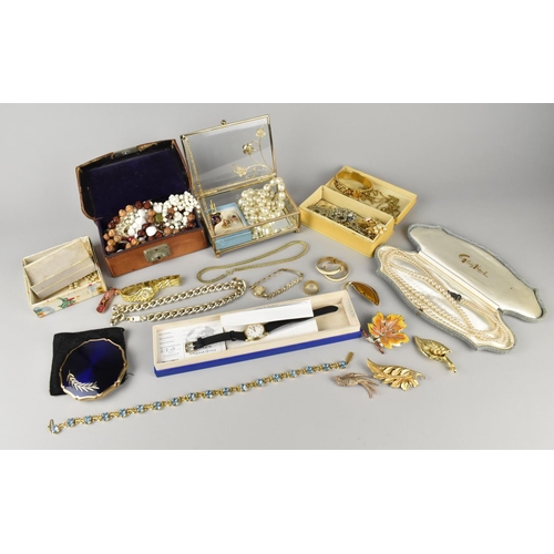 444 - A Collection of Various Costume Jewellery to include Tissot Wrist Watch, Faux Pearls, Necklaces, Bra... 