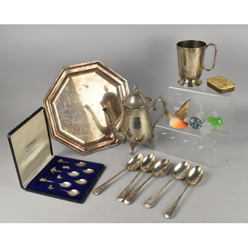 448 - A Collection of Various Silver Plate to Comprise Cased Set of Exquisite Spoons, Serving Spoons, Tank... 