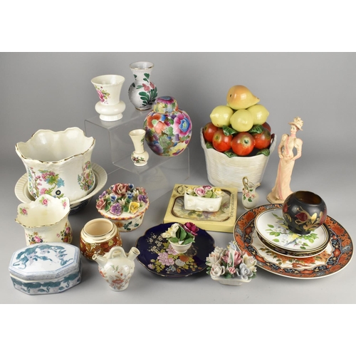 453 - A Collection of Various Ceramics to Comprise Planters, Basket of Fruit, Vases, Ginger Jar etc