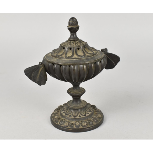 51 - A Bronze Regency Style Pastille Burner, Body of Lobed Form having Butterfly Handles and Bud Finial S... 