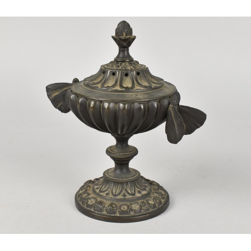 51 - A Bronze Regency Style Pastille Burner, Body of Lobed Form having Butterfly Handles and Bud Finial S... 