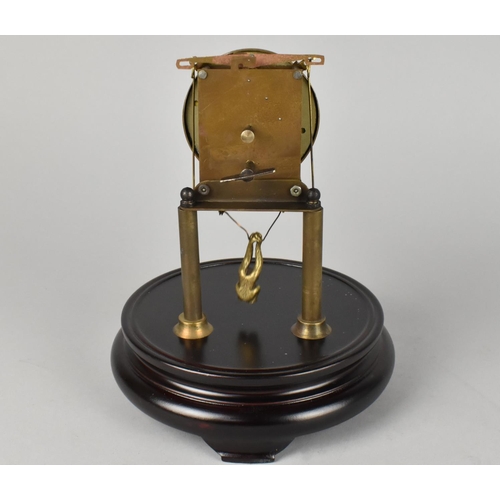 53 - A Contemporary Skeleton Clock Under Dome with Swinging Monkey Pendulum, 21cms High