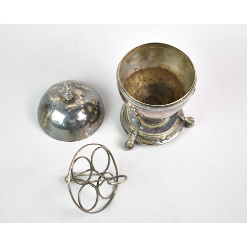 57 - A Late 19th/Early 20th Century Silver Plated Egg Coddler/Boiler of Ovoid Form, Raised on Scrolled Su... 