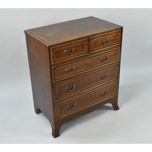 80 - An Edwardian Mahogany String Inlaid Chest of Drawers of Small Proportions Having Three Long and Two ... 