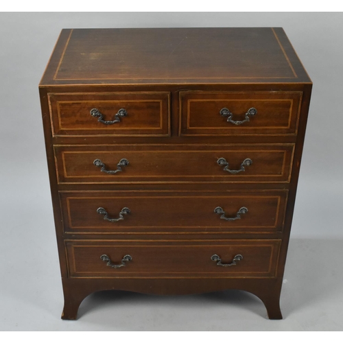 80 - An Edwardian Mahogany String Inlaid Chest of Drawers of Small Proportions Having Three Long and Two ... 