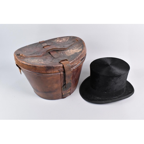 84 - A Late Victorian/Edwardian Top Hat by AJ White, (Internal Dimensions 20x16cms), In Leather Case, Con... 