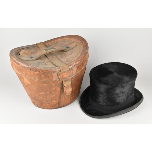 85 - A Victorian/Edwardian Hat by Lincoln Bennett and Co, (Internal Measurements 20x16cms), In Leather Ca... 