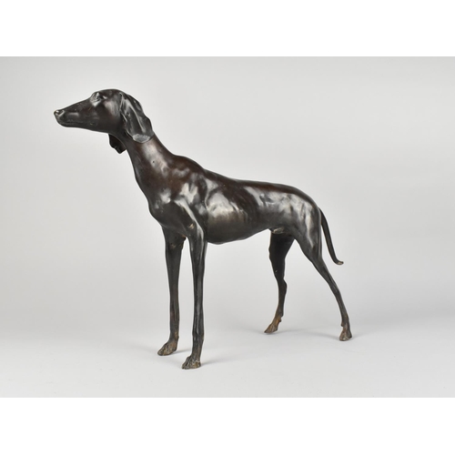 93 - A Bronze Study of a Hound, 27cms High