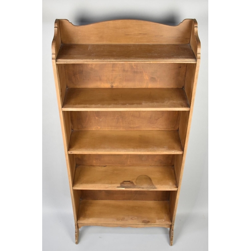 136 - A Vintage Pine Five Shelf Bookcase with Galleried Back on Bracket Supports, 53x16x117cms High