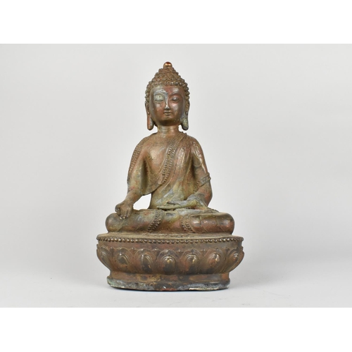 155 - A Cast Bronze Study of Thai Buddha on Lotus Throne, 27cms High