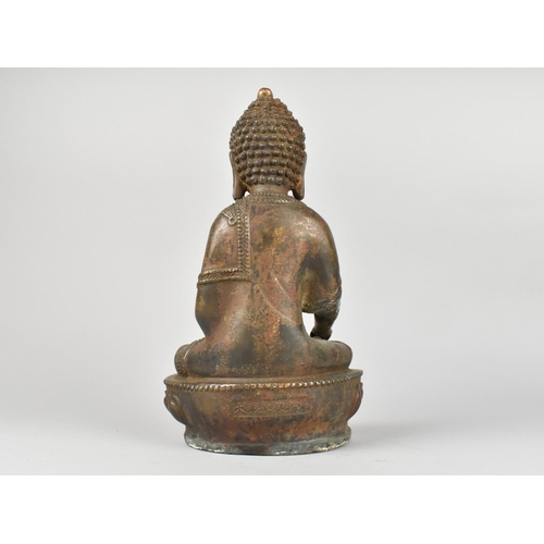 155 - A Cast Bronze Study of Thai Buddha on Lotus Throne, 27cms High