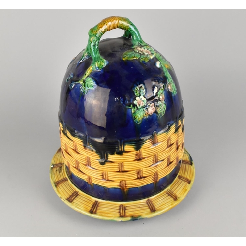 157 - A Large Late 19th Century Majolica Cheese Dome and Cover, 30cm high (Condition Issues)