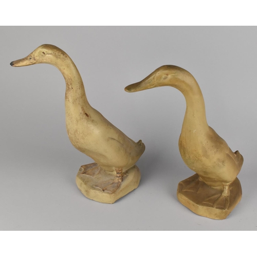 177 - Two Hillstonia Stoneware Ducks, One Head Glued, 31cm high