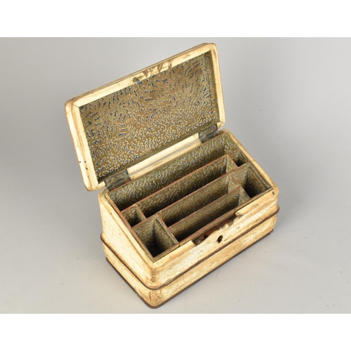 18 - A Late 19th/Early 20th Century Stationery Box with Sloped Hinged Lid Opening to Reveal Fitted Store ... 