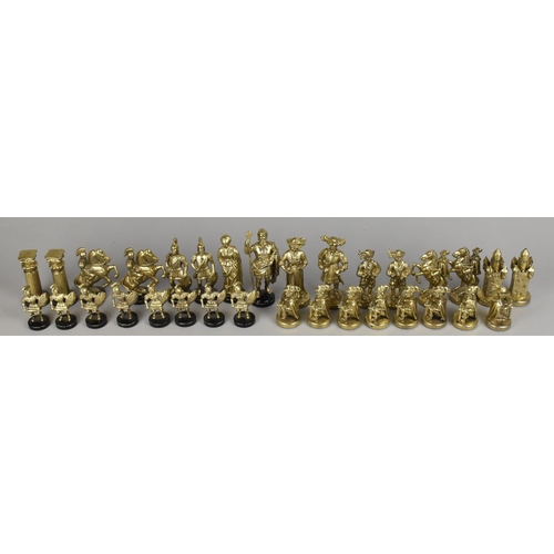 187 - A Mid Century Italian Gilt Metal Chess Set, Complete