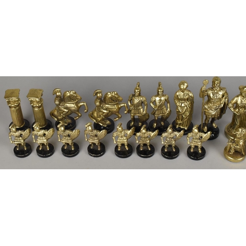 187 - A Mid Century Italian Gilt Metal Chess Set, Complete