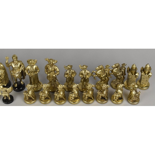 187 - A Mid Century Italian Gilt Metal Chess Set, Complete