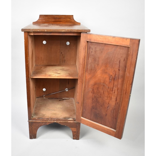 20 - An Edwardian Mahogany String Inlaid Cabinet with Gallery Back, Turned Ebonized Handle, 38x35.5x82.5c... 