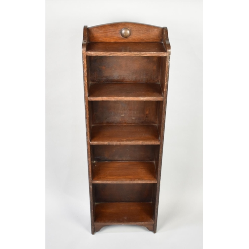 55 - An Early 20th Century Oak Narrow Five Shelf Bookcase with Galleried Back, 33.5cms by 14.5 by 103cms ... 