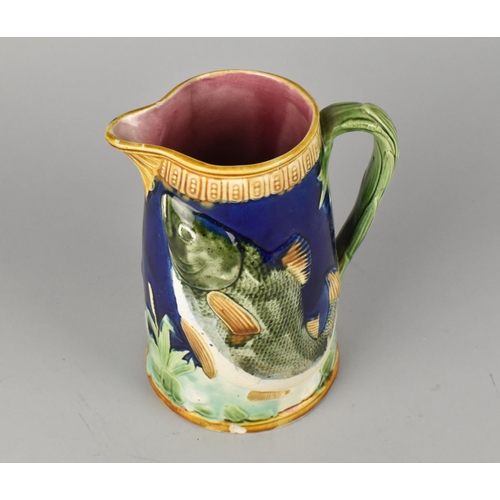 57 - A Late 19th Century Majolica Water Jug in the Style of Joseph Holdcroft Decorated with Leaping Fish,... 