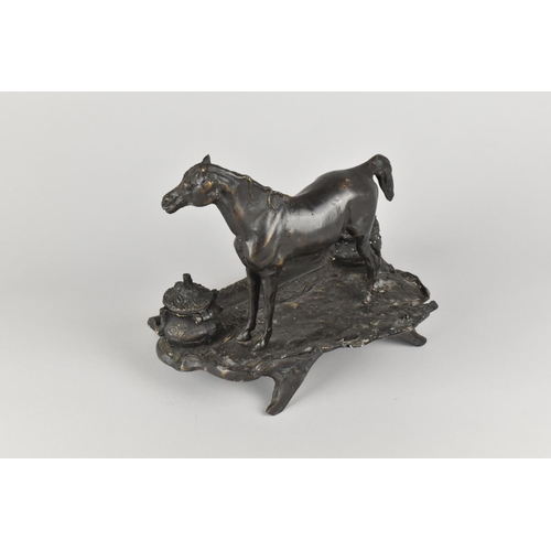 61 - A French Bronze Desktop Inkwell After P.J.Mene, 25x23cms High